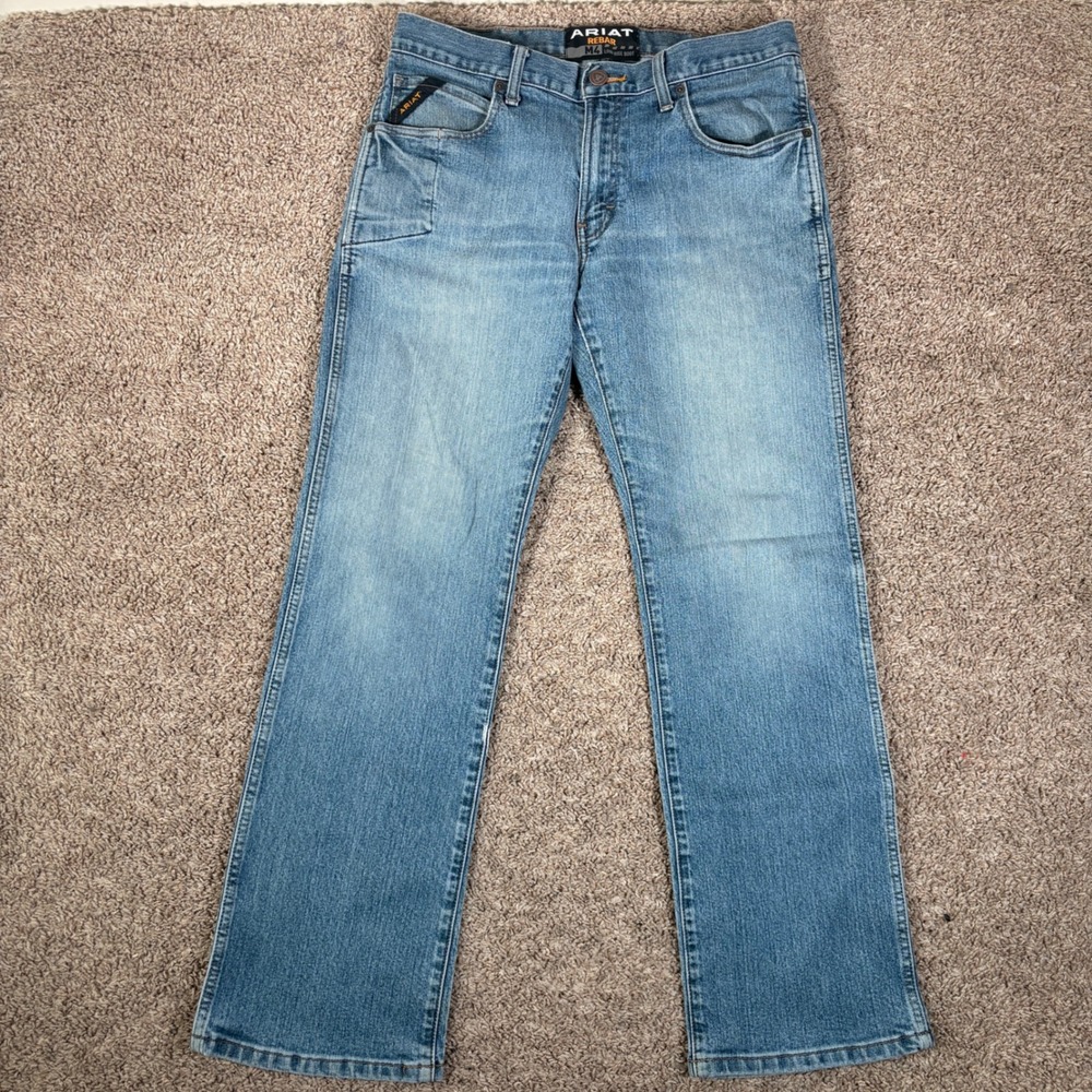 Ariat Rebar M4 Low Rise Boot Cut Jeans Mens 32x32 Medium Wash Workwear Denim